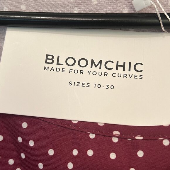 NWT Bloomchic Purple Polkadot Maxi Dress with Double Flutter Sleeves sz 18-20 - Picture 4 of 13